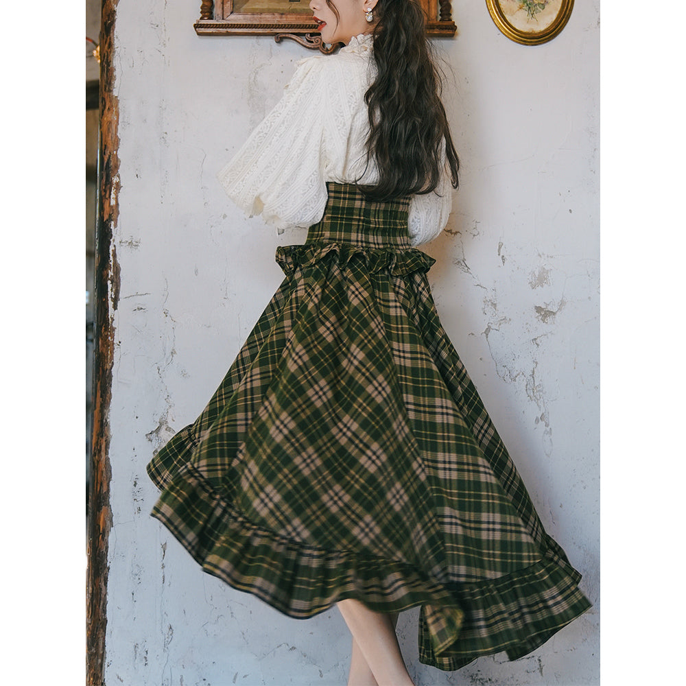 Ink Green Plaid Fishtail Skirt – remulia