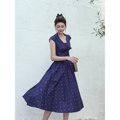 濃紺の錨の挿絵ヘップバーンワンピース