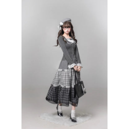 書斎のお嬢様のドッキングトップスとティアードスカート