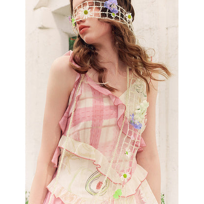 向日葵の花の描画キャミソールワンピース