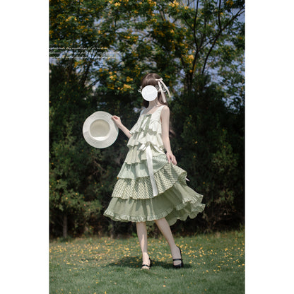 新緑の森のお嬢様のティアードワンピース
