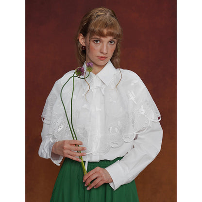 サボテンの花の刺繍チュールケープ