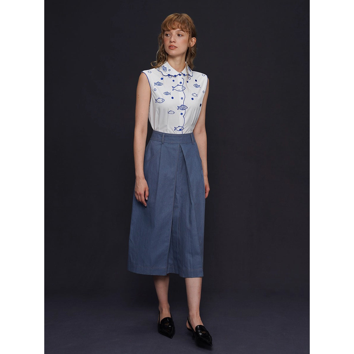 青藍の海色デニムスカート