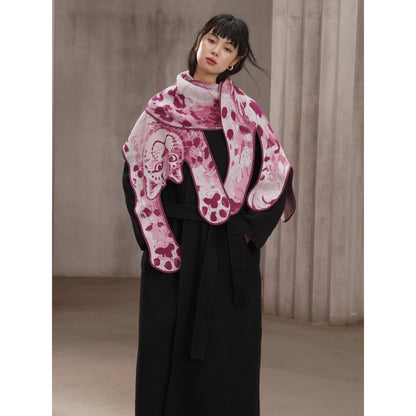 豹の挿絵ニットストール