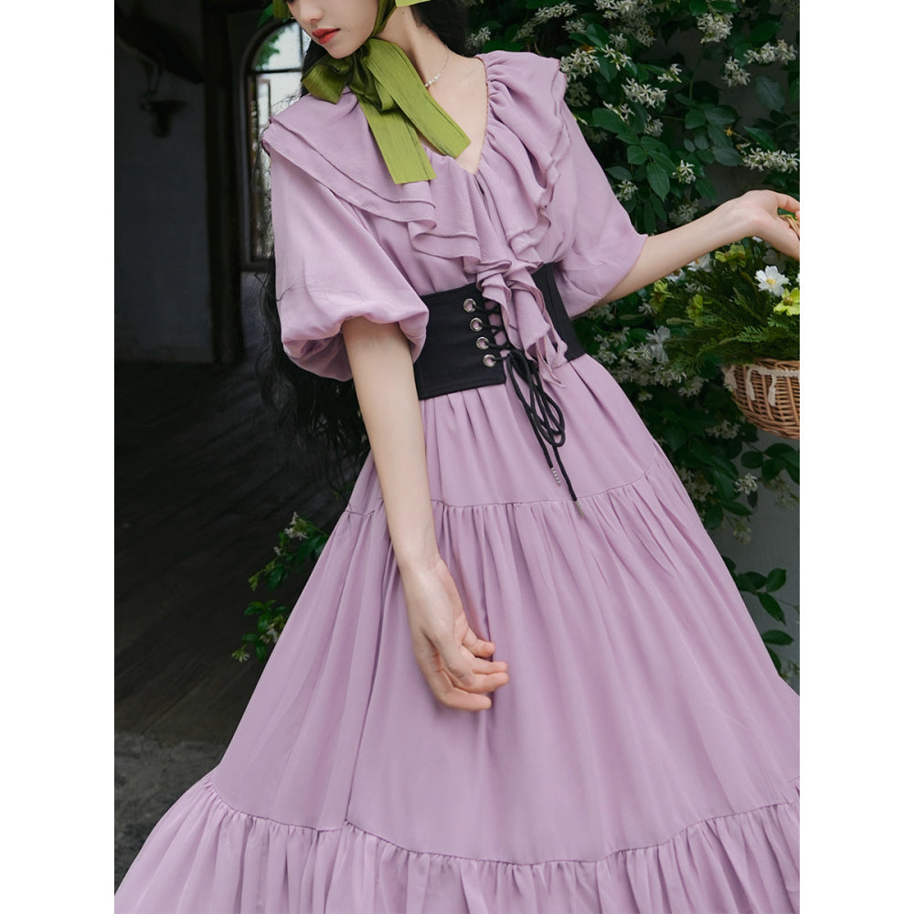 霧紫のお嬢様のロングワンピース