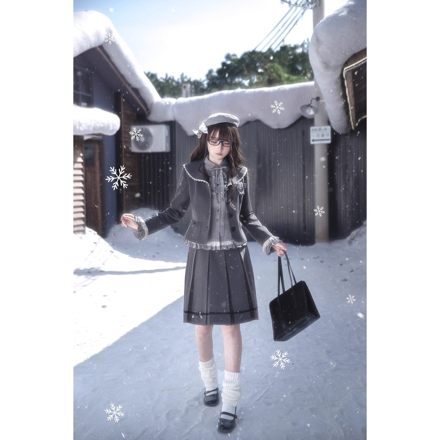 文学令嬢のジャケットとブラウスとプリーツスカート