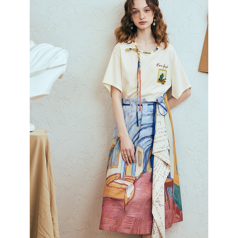 ファン・ゴッホの寝室の刺繍Tシャツ