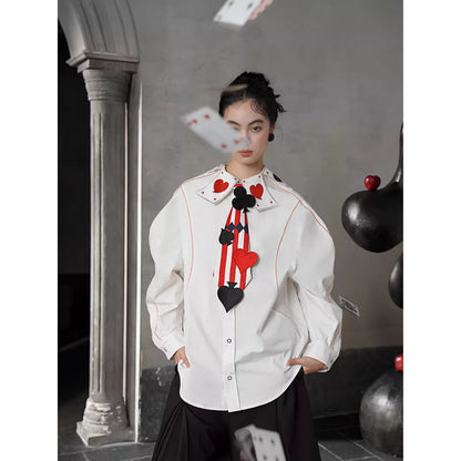 トランプのマークの刺繍ネクタイ - Stripe