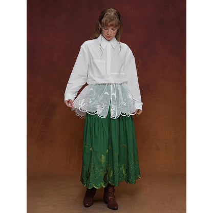 サボテンの花の刺繍チュールケープ