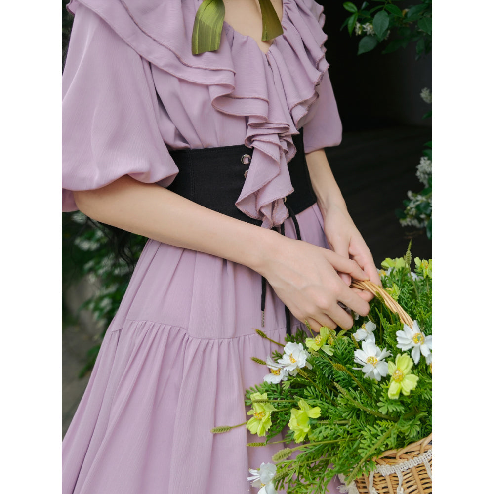 霧紫のお嬢様のロングワンピース