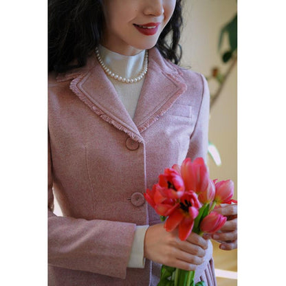 映画女優のクラシックジャケットとフレアプリーツスカート - Orchid