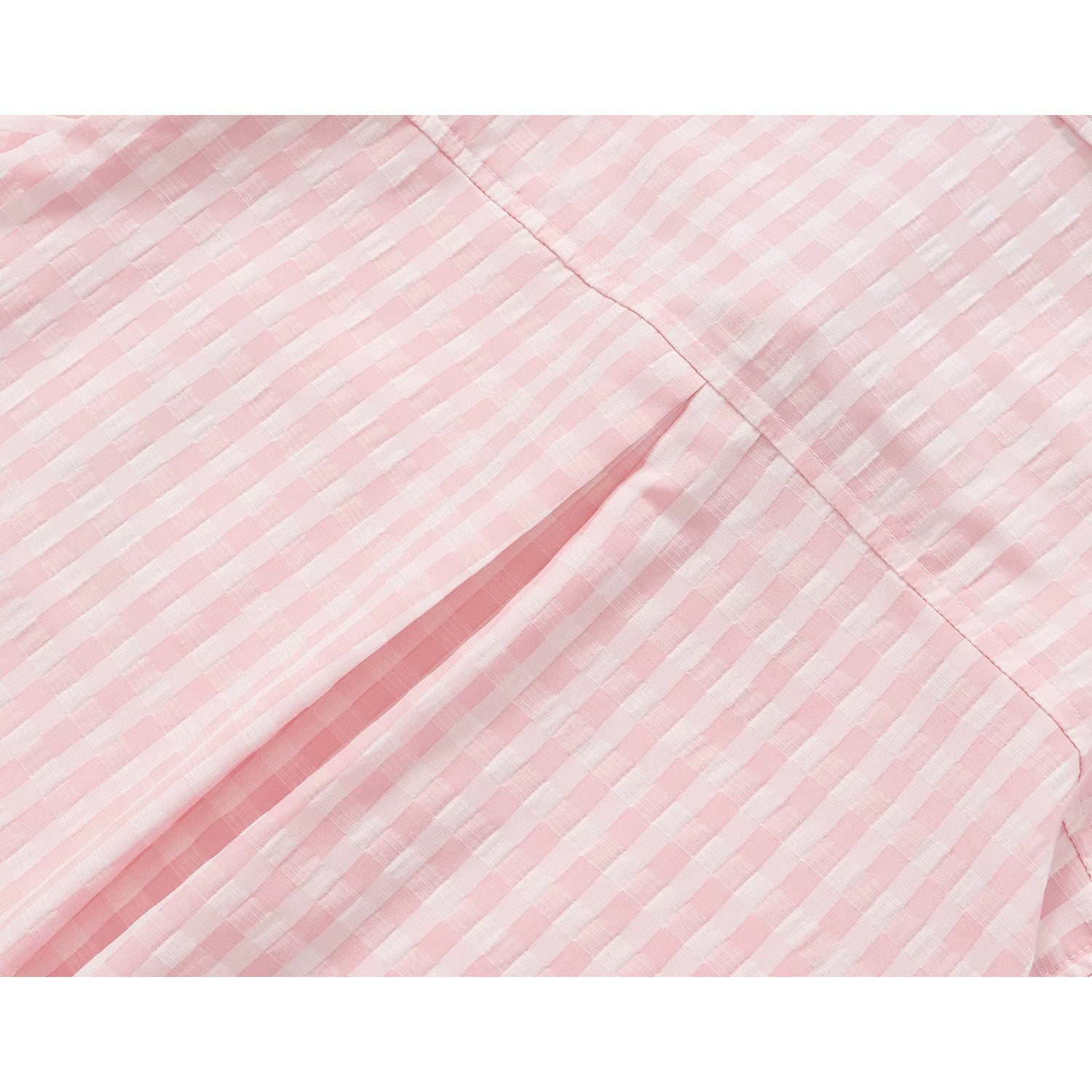 子猫の刺繍チェックシャツ - Light Pink