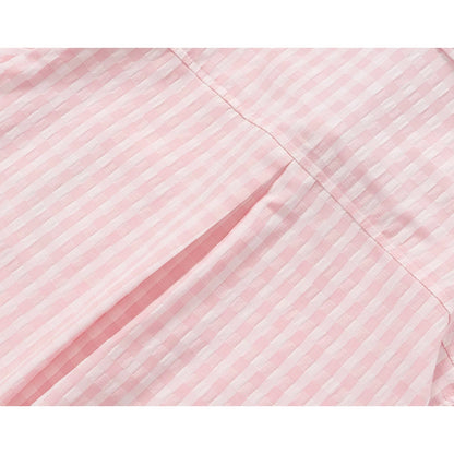 子猫の刺繍チェックシャツ - Light Pink