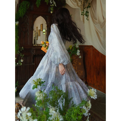 灰霧の花鳥画ワンピース