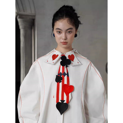 トランプのマークの刺繍ネクタイ - Stripe