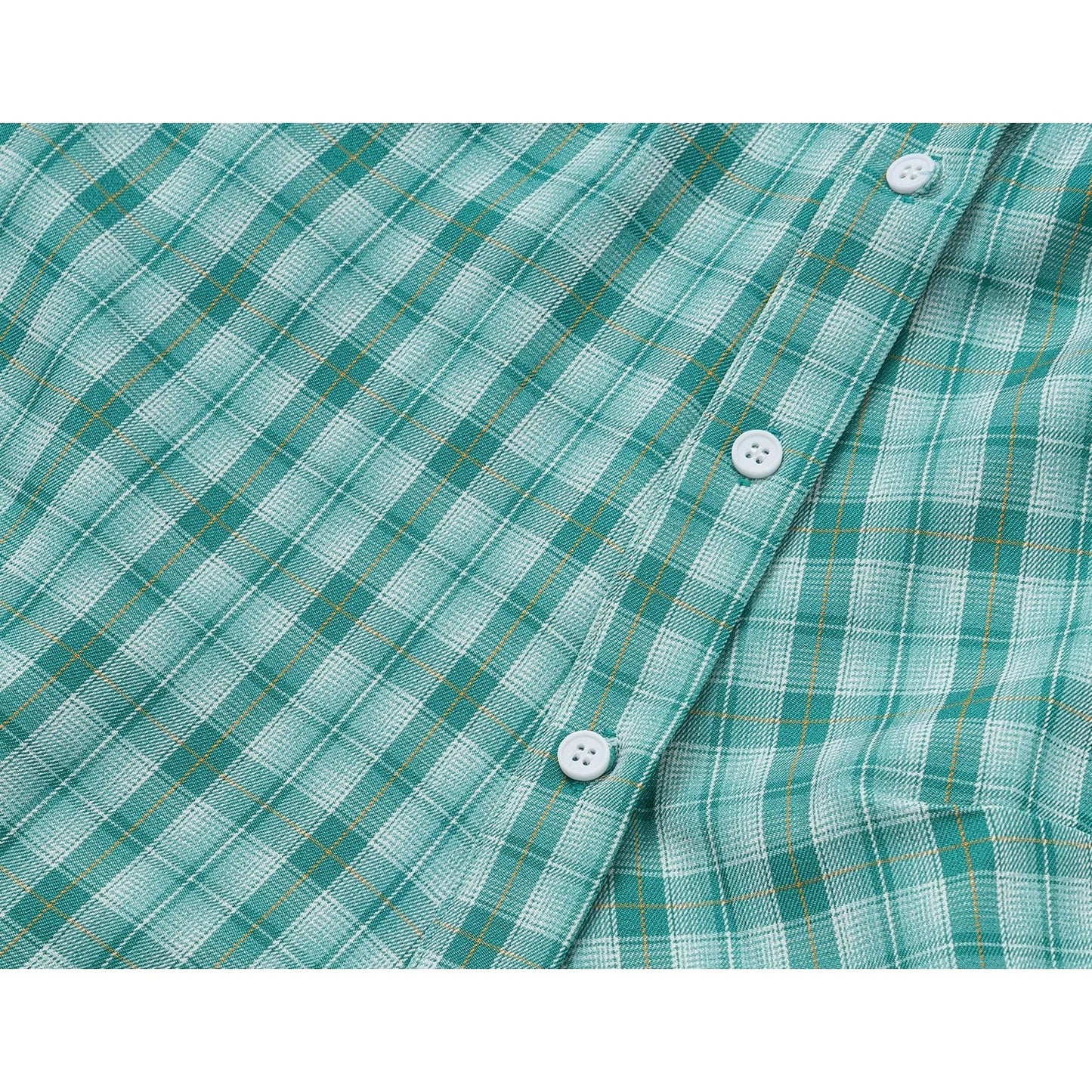 蜜柑の刺繍アシンメトリーシャツ - Green Check