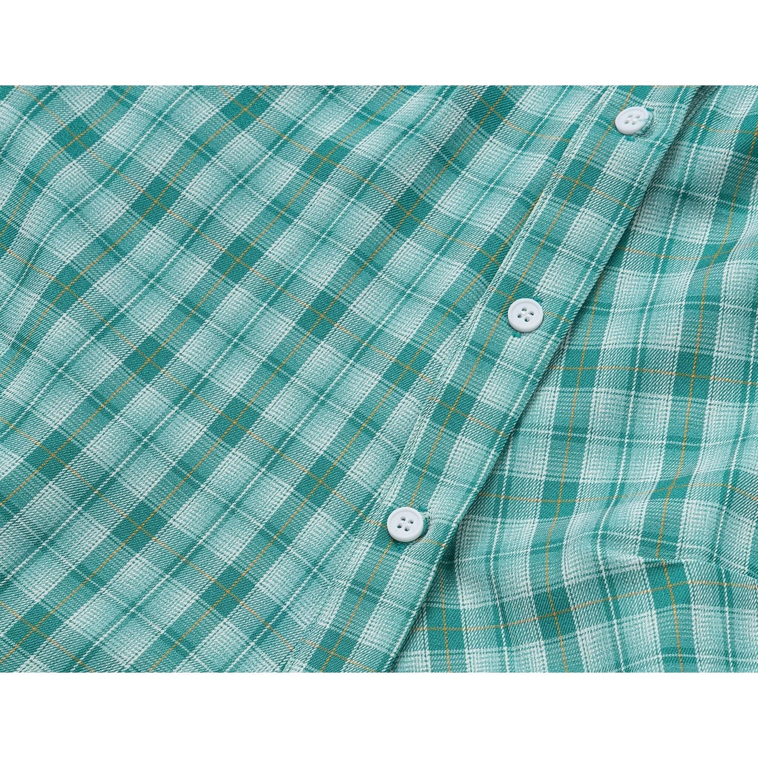 蜜柑の刺繍アシンメトリーシャツ - Green Check