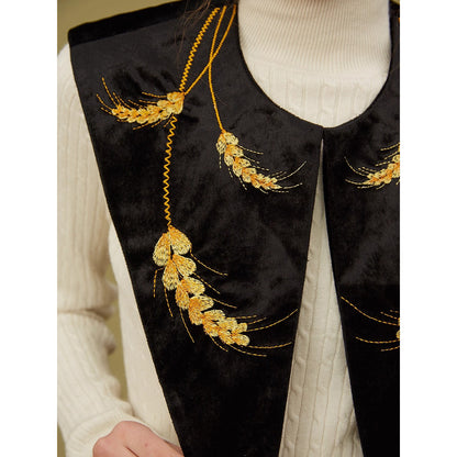 黄金の麦の刺繍付け襟