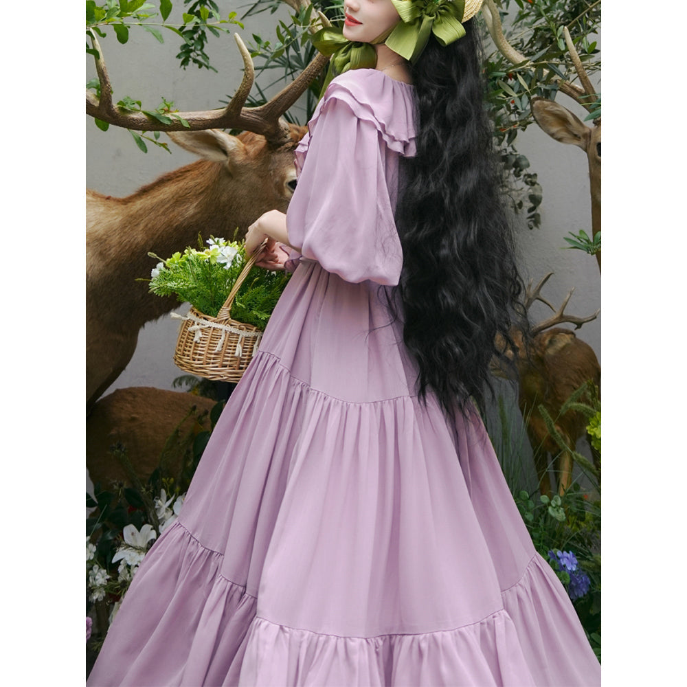 霧紫のお嬢様のロングワンピース