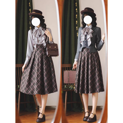 英国のお嬢様のクラシカルブラウス - Silver Gray