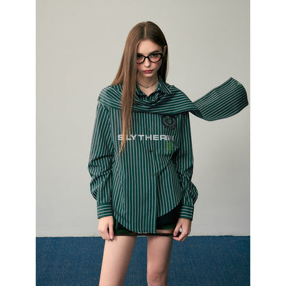 魔法学校の刺繍ストールストライプシャツ