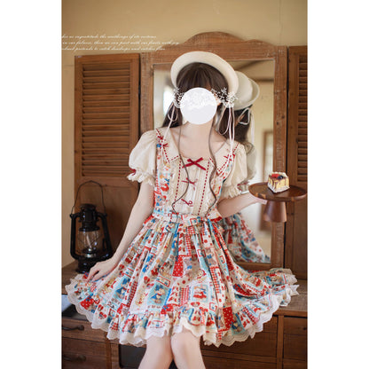 絵本の挿絵の刺繍ワンピース