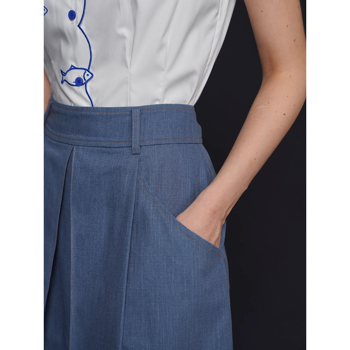 青藍の海色デニムスカート