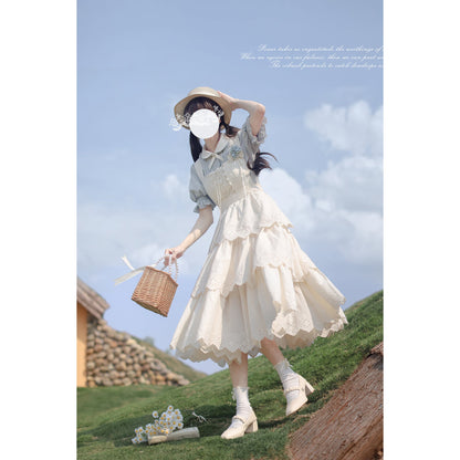 幻想曲を奏でる刺繍ジャンパースカートとブラウス