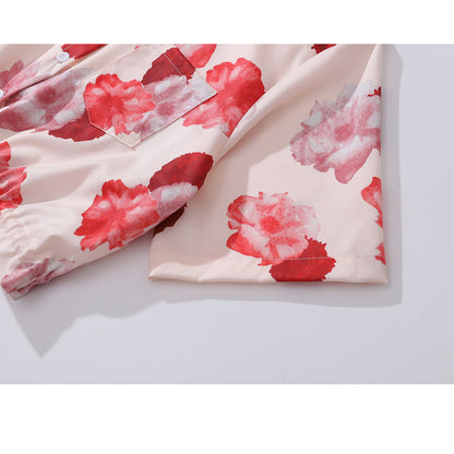 カーネーションの花柄ショートシャツ