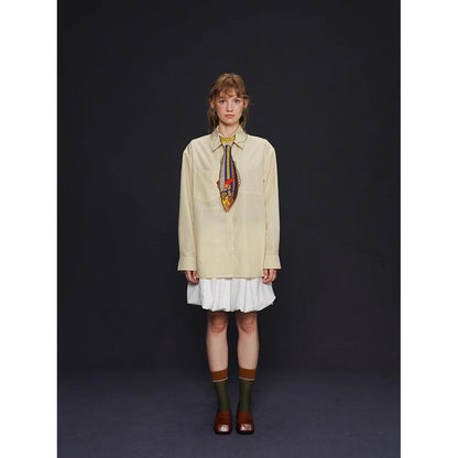 お魚の刺繍ネクタイ（ブルー×イエロー）