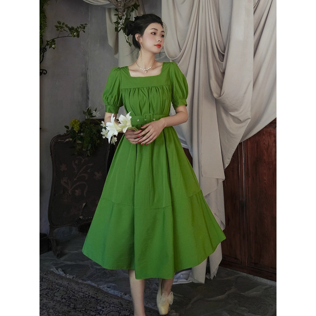 Deep Emerald Lady's Retro Dress remulia Deep Emerald Lady's Retro Dress remulia