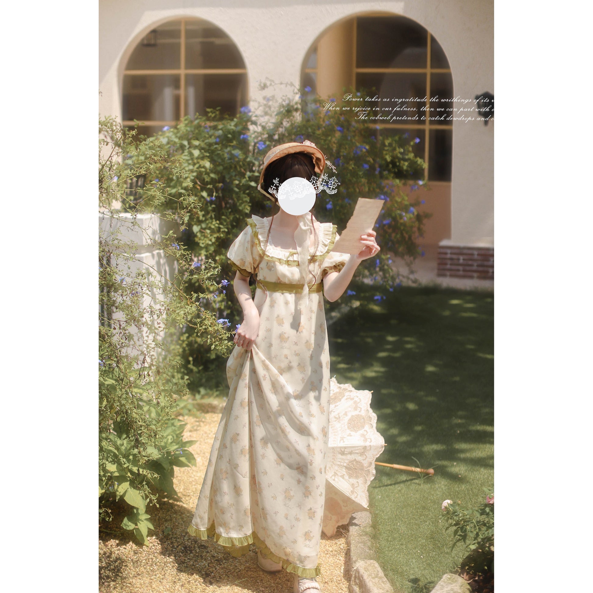 宮廷のお嬢様の花柄ロングワンピース