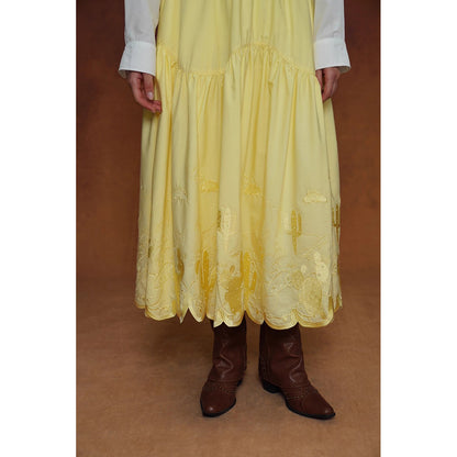 サボテンの刺繍ブラウスとスカート - Yellow