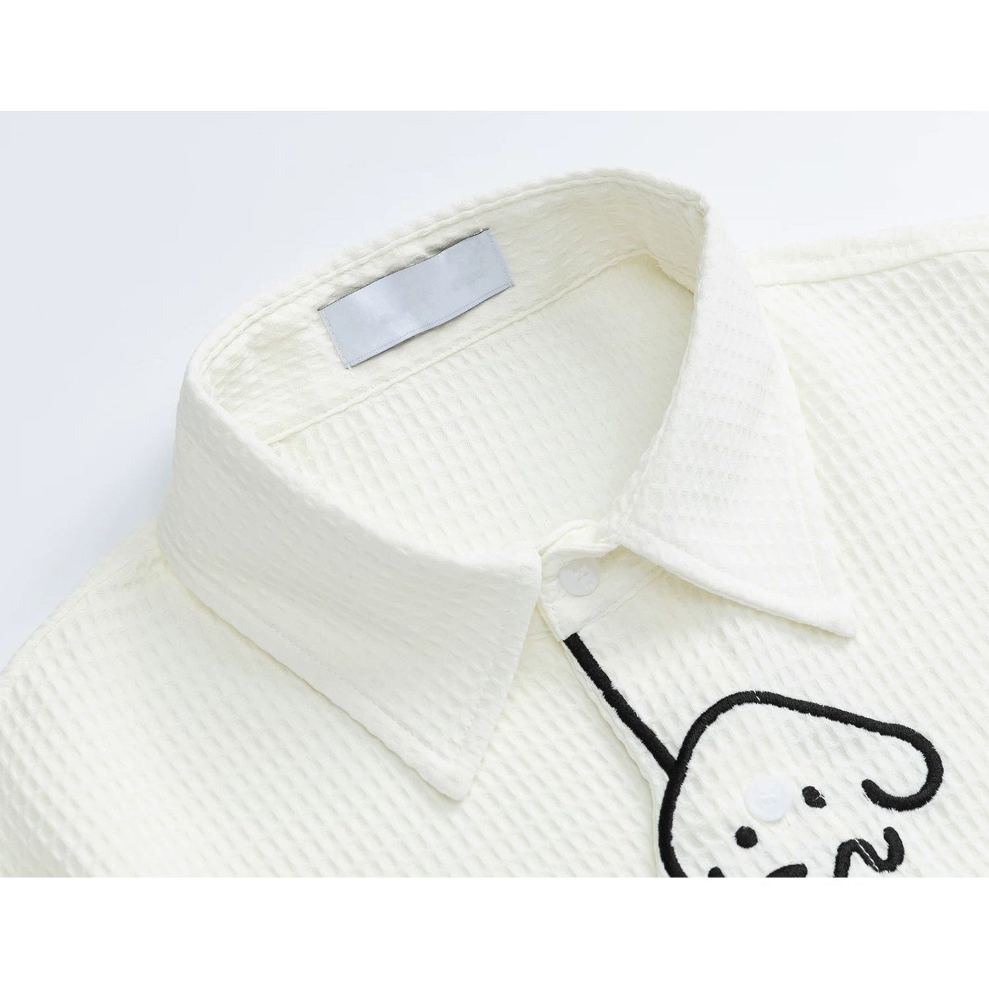 子犬の刺繍ブラウス - Milk White
