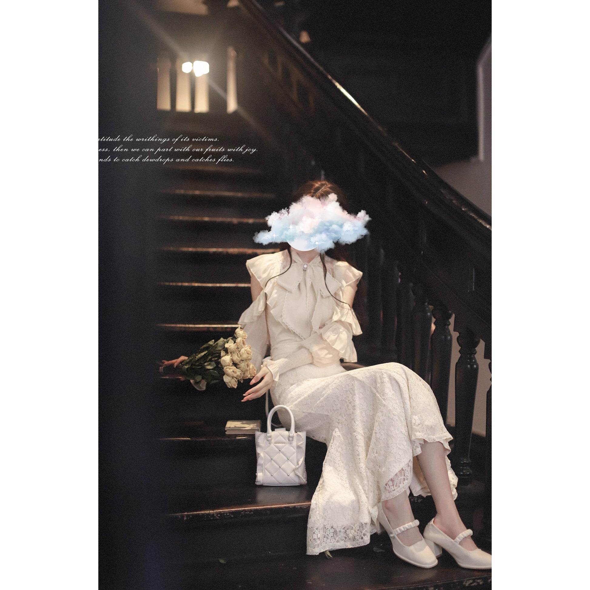 月光の令嬢のリボンブラウスとマーメイドスカート