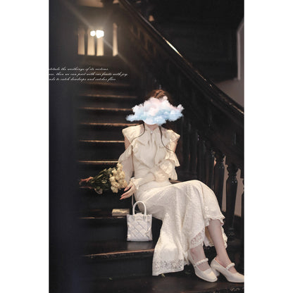 月光の令嬢のリボンブラウスとマーメイドスカート