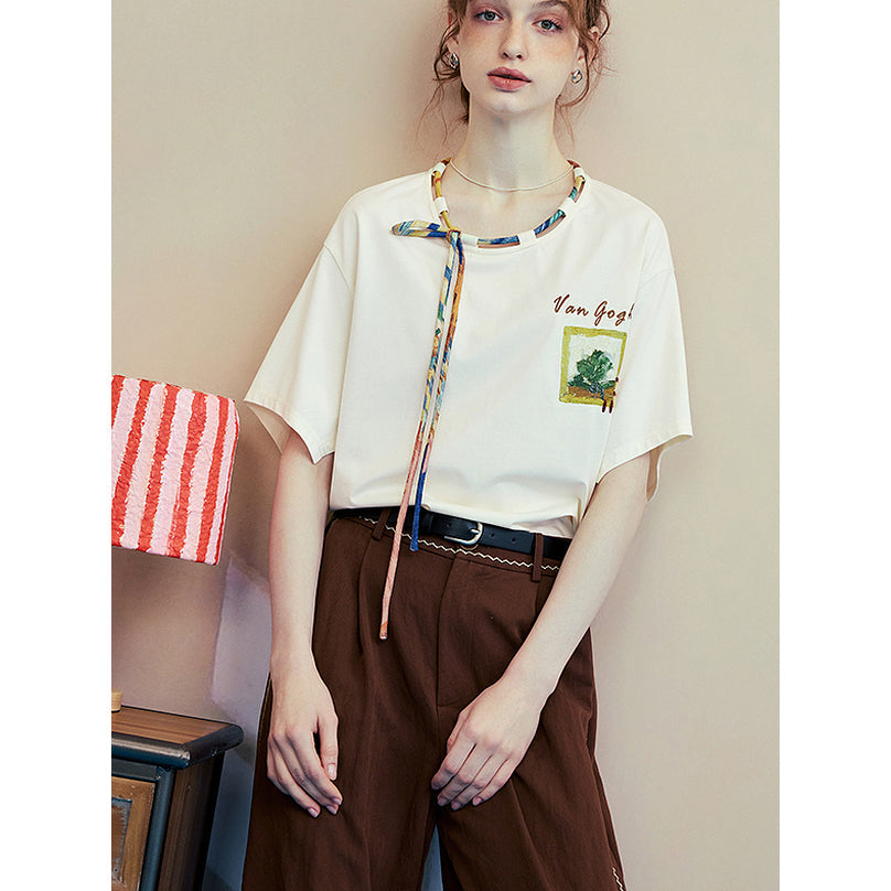 ファン・ゴッホの寝室の刺繍Tシャツ