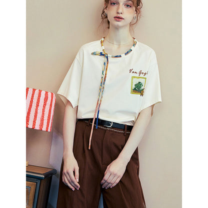 ファン・ゴッホの寝室の刺繍Tシャツ