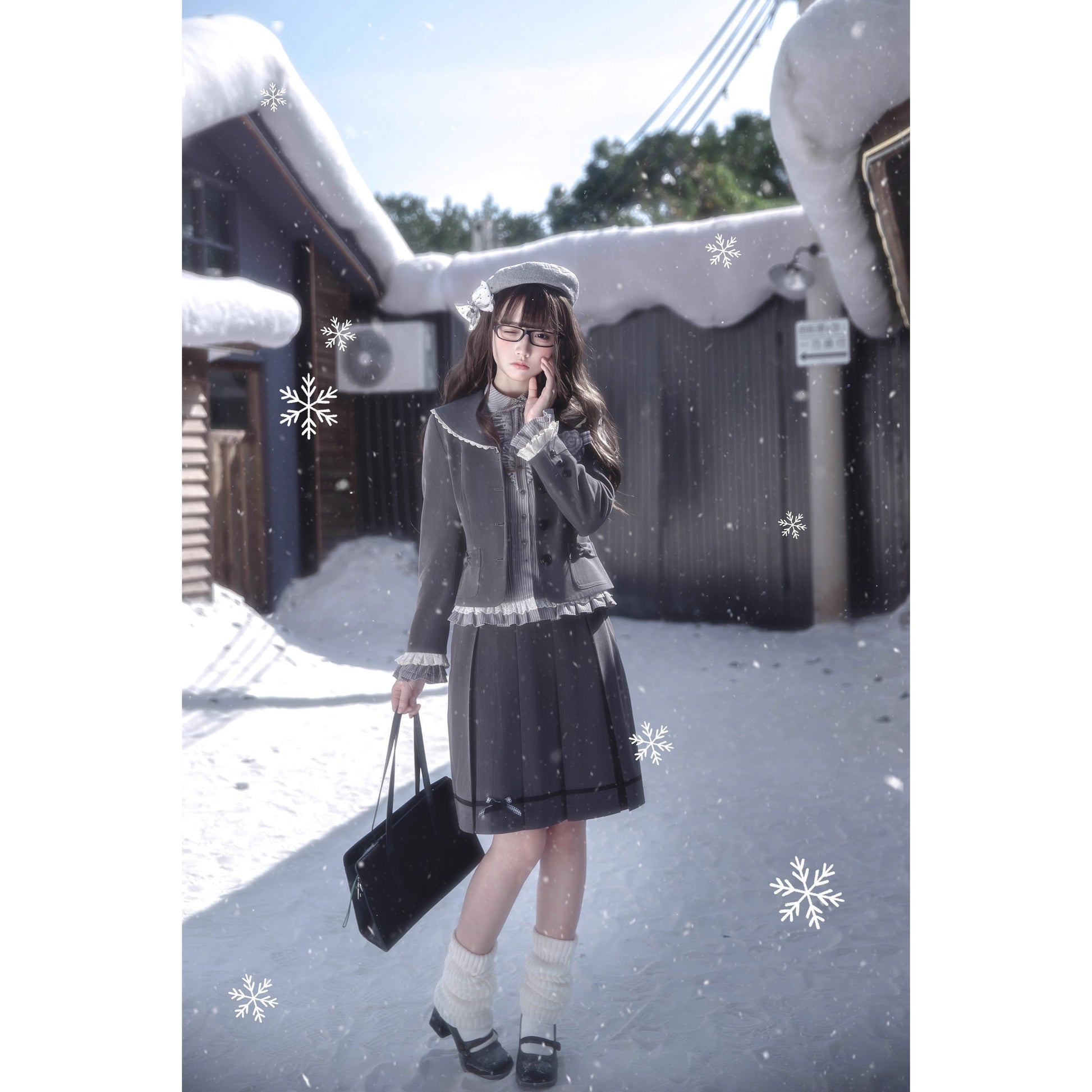 文学令嬢のジャケットとブラウスとプリーツスカート