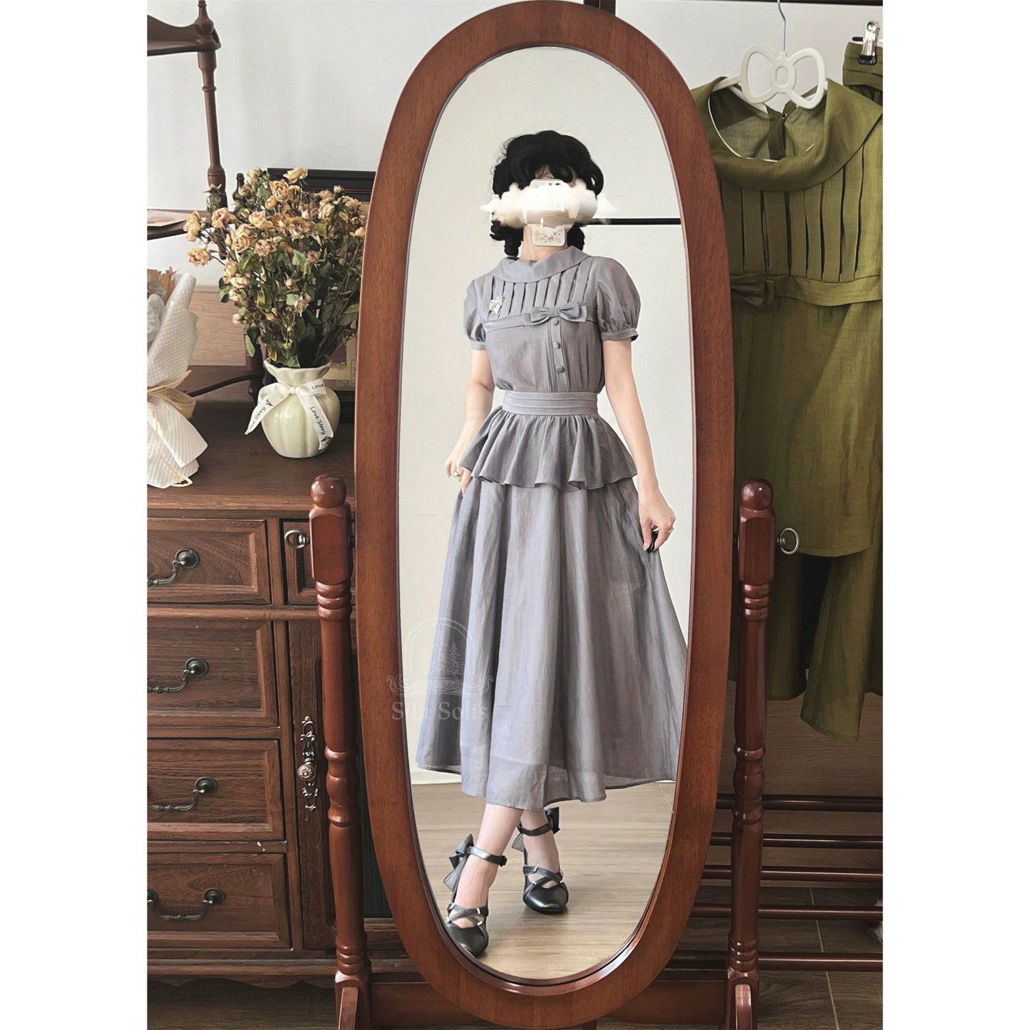 銀幕のお嬢様のブラウスとスカート - Gray