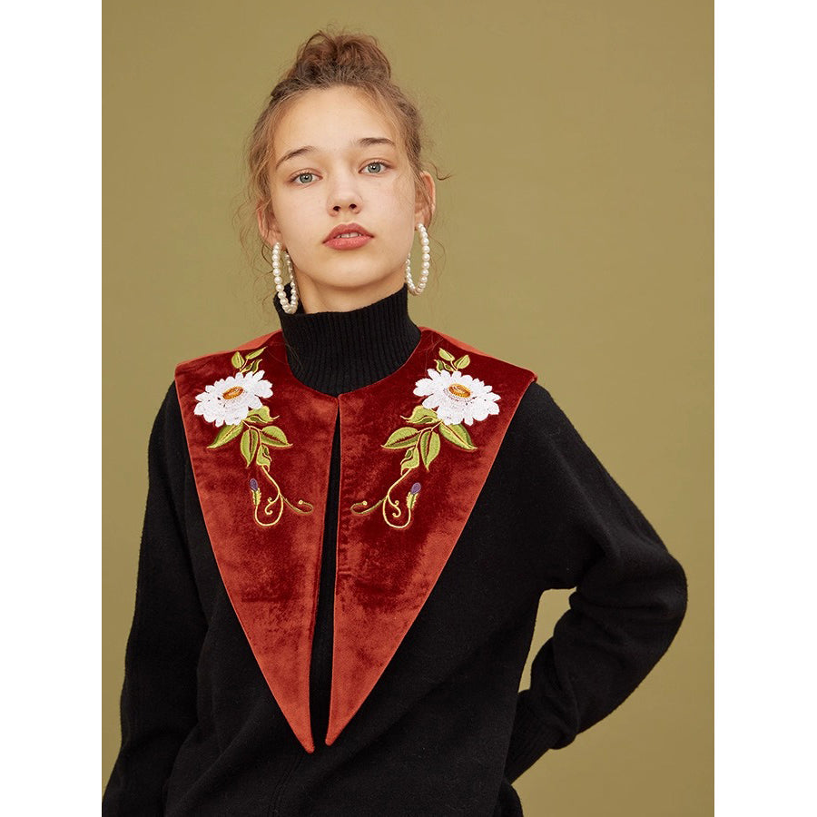 花絵の刺繍付け襟