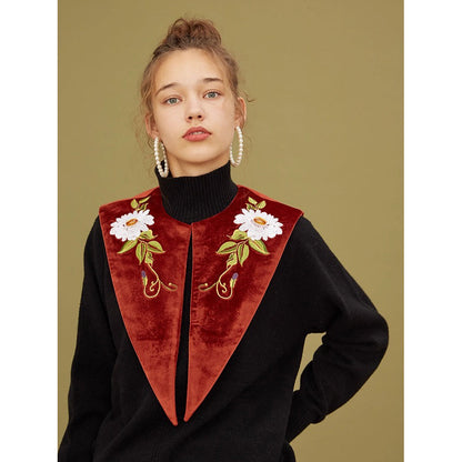 花絵の刺繍付け襟