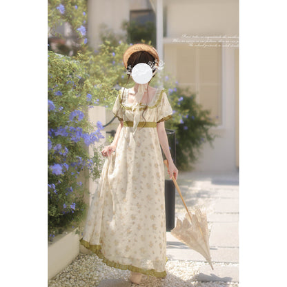 宮廷のお嬢様の花柄ロングワンピース