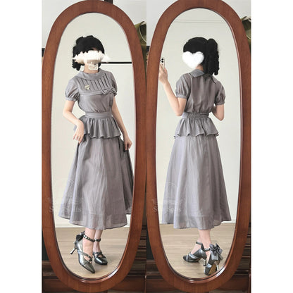 銀幕のお嬢様のブラウスとスカート - Gray
