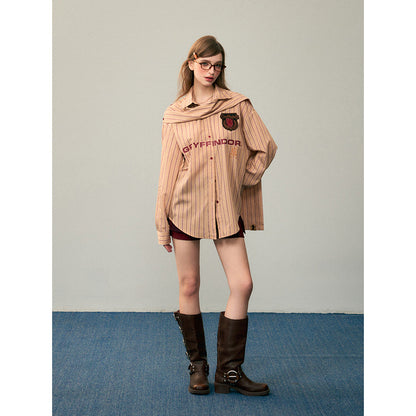 魔法学校の刺繍ストールストライプシャツ