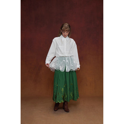 サボテンの花の刺繍チュールケープ