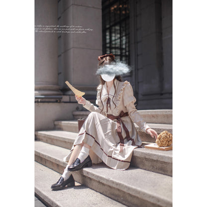 英国のお嬢様の格子柄クラシカルワンピース