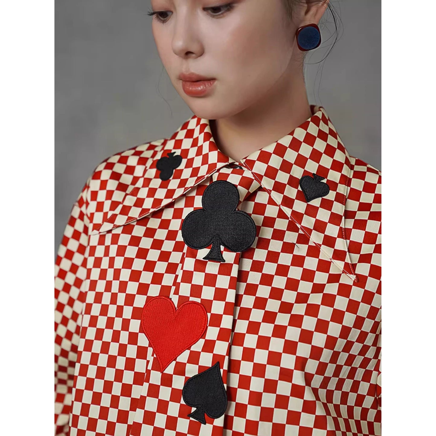 トランプのマークの刺繍ネクタイ - Checked