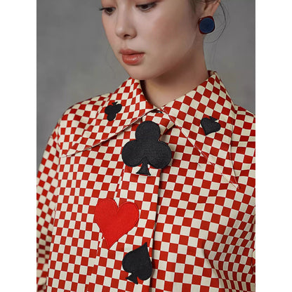 トランプのマークの刺繍ネクタイ - Checked