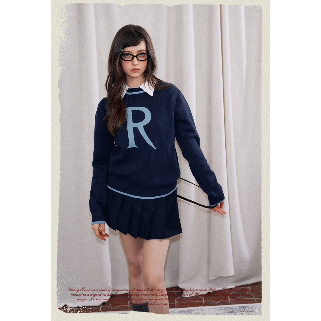 魔法学校の刺繍ニットセーター